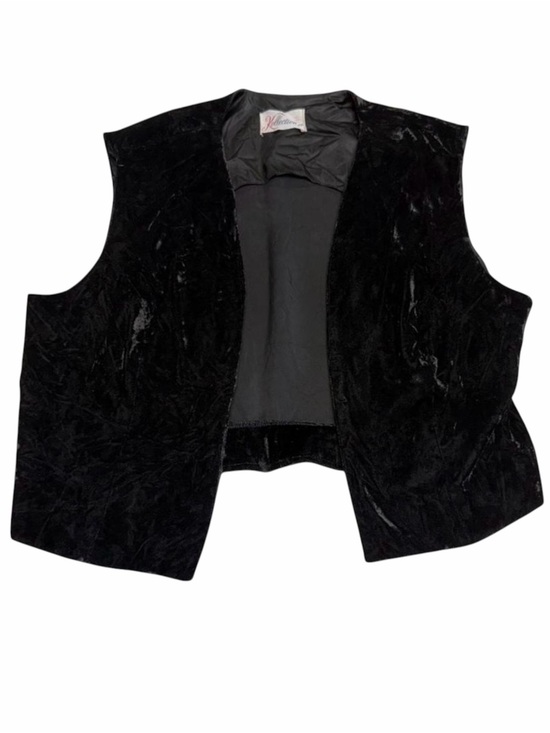 Vintage Jackets & Blazers - Vintage 90’s Black Velvet Open Front Vest Women’s Small Vamp Whimsigoth Goth